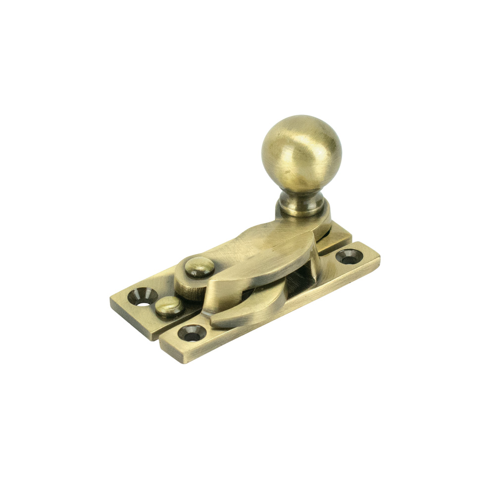 Sash Heritage Claw Fastener with Ball Knob (Non-Locking) - Antique Brass